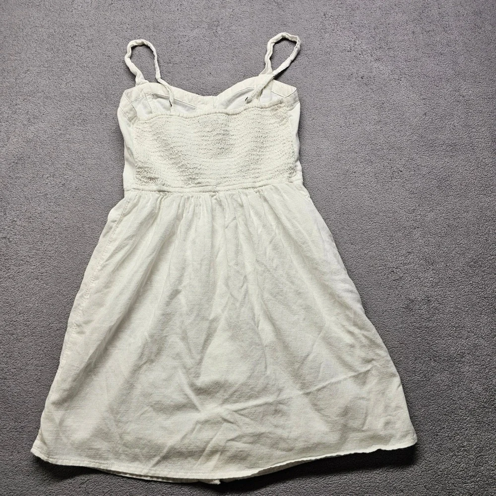 Abercrombie & Fitch White Cotton Button Front Mini Dress Pockets Womens Small